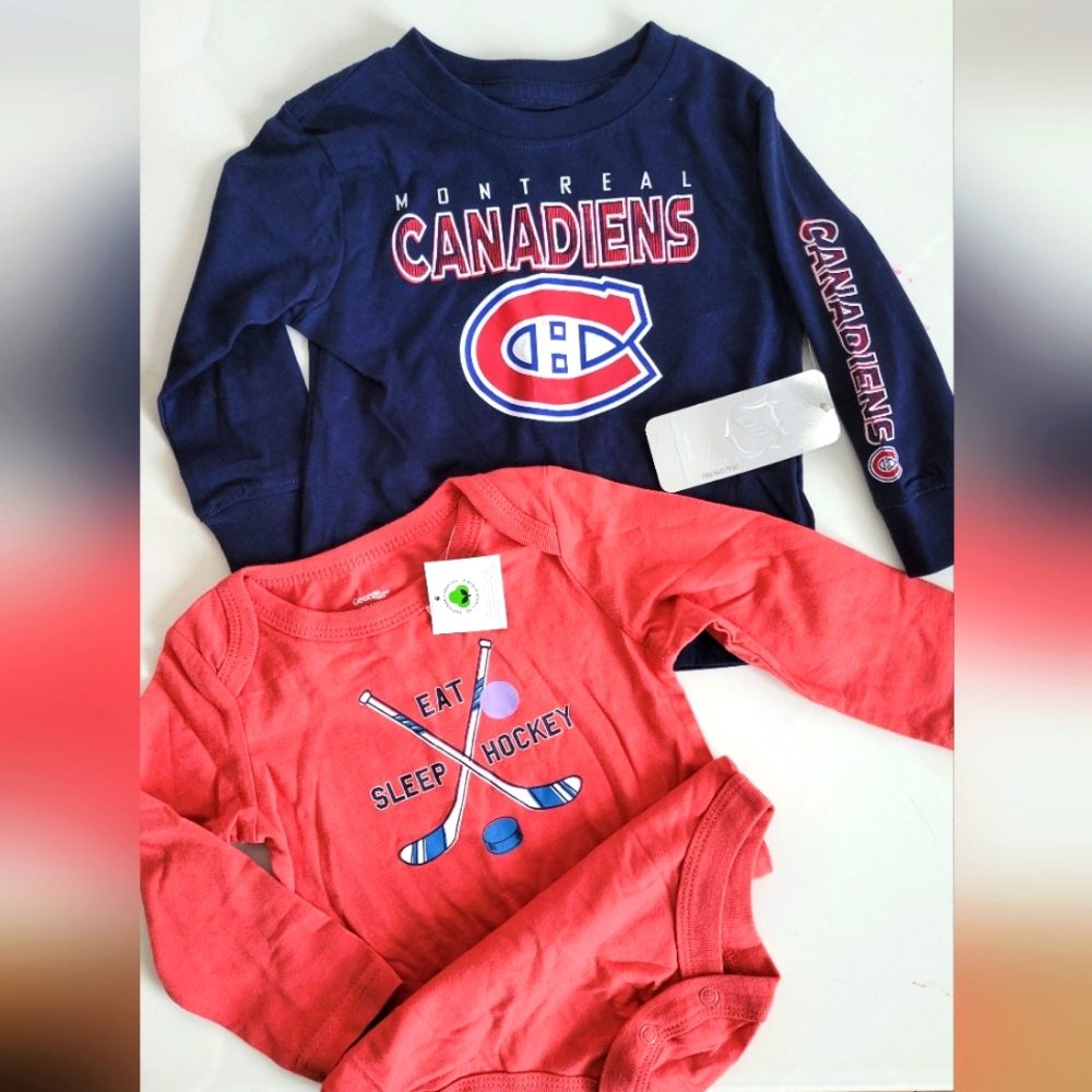New with tags Set of 2 baby Hockey shirt onesie 12-18m NHL
